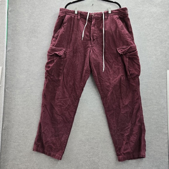 Vans Other - Vans Men Pants 38 Red Cargo Corduroy Flower Grunge Baggy Skater Y2K